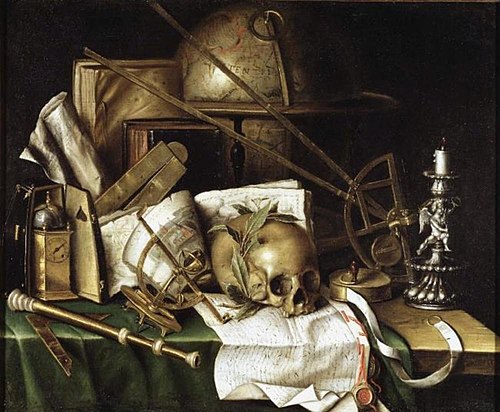 Vanitas Still Life with Astronomical Instruments, 1668, Christian von Thum