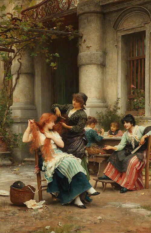 An al fresco toilette, 1889, Luke Fildes