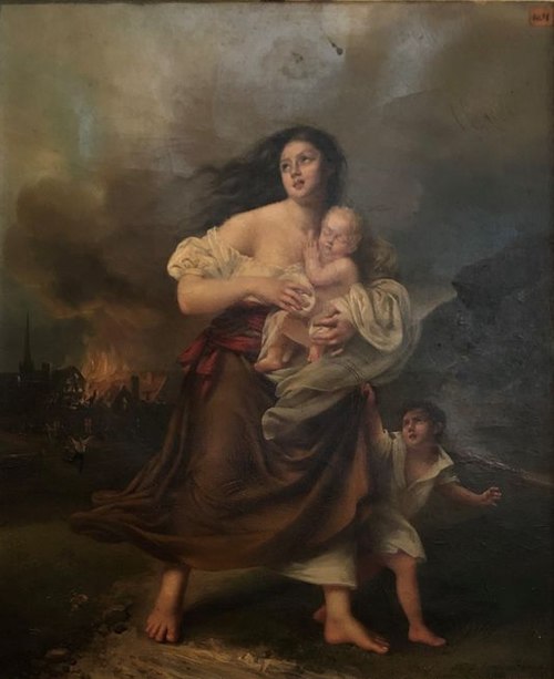 La fuite de l’incendie du village, 1833, Adèle Romany