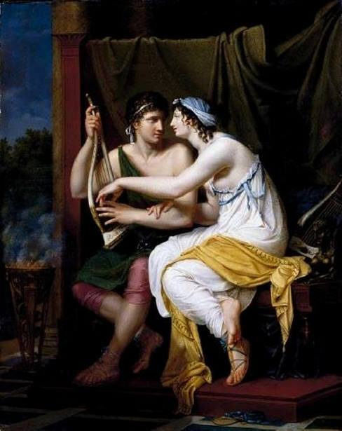 Une jeune femme donnant une leçon de lyre à son amant, 1802, Adèle Romany