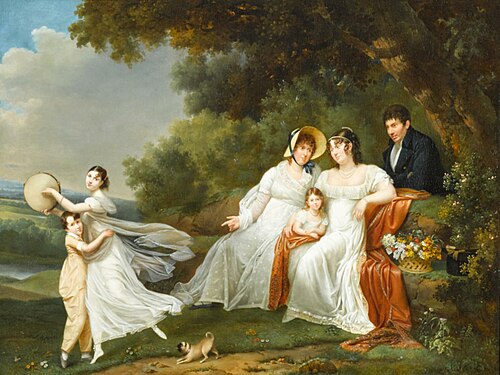 Portrait de famille dans un paysage, 1800, Adèle Romany