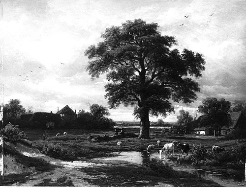 Een landschap, op de voorgrond rundvee bij een plas water, 1841, Christiaan Immerzeel