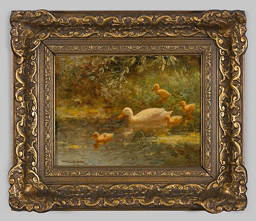 Slootkant met eend en eendenkuikens, 1920, Constant Artz