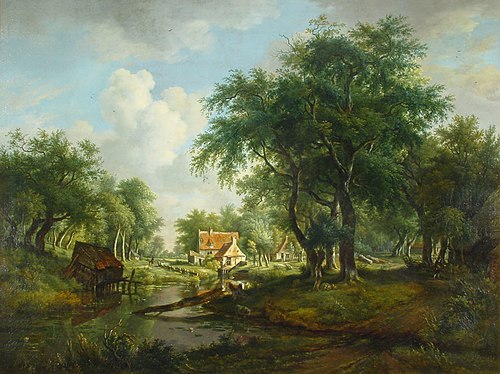 Wooded landscape with farms, 1807, Jan Hulswit