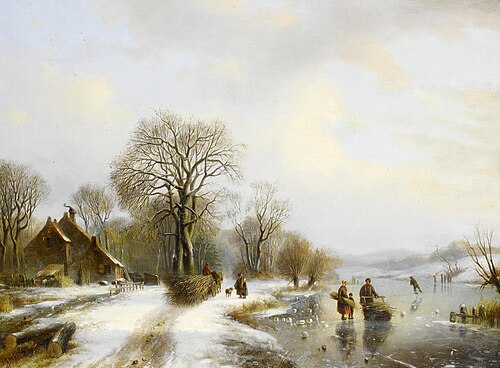 Winter landscape with figures, , Willem Vester