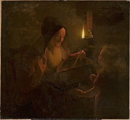 Figural scene by candlelight, , Michiel Versteeg