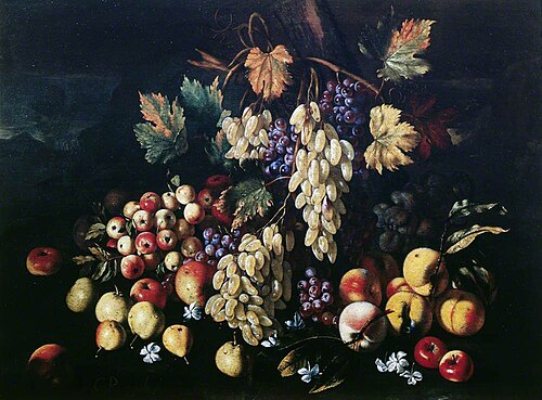 Still Life with Fruit and Mushrooms, 1700, Giuseppe Ruoppolo
