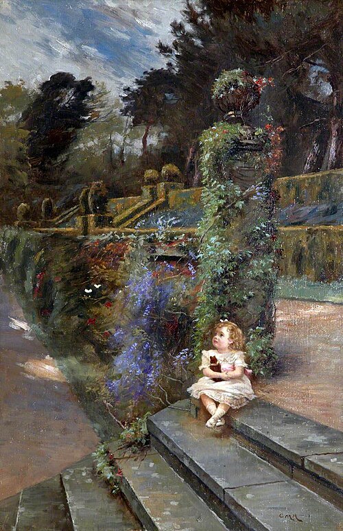 Mary Drewe (1900-1985), in the gardens at Wadhurst Hall, East Sussex, 1902, Charles Martin Hardie