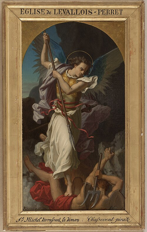 Esquisse pour l'église de Levallois-Perret : saint Michel terrassant le Démon, 1873, Gustave-Adolphe Chassevent-Bacques