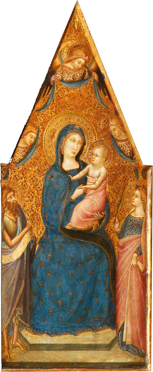 The Madonna and Child enthroned with Four Angels,  Saint John the Baptist and Saint Catherine, 1359, Luca di Tommè