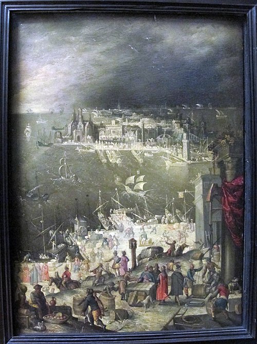 Vue d'un port de mer, 1600, Anton Mozart
