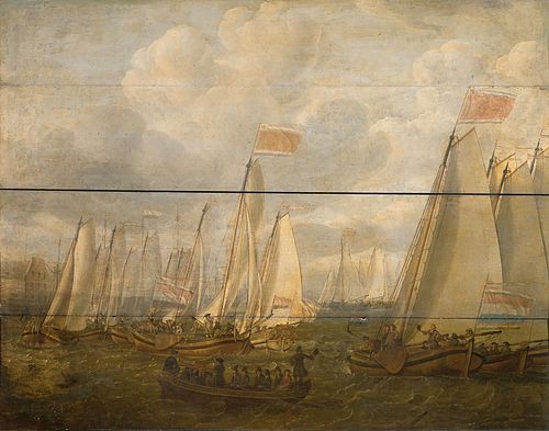 Marine Pageant on the Y off Amsterdam, 1701, Abraham Alewijn