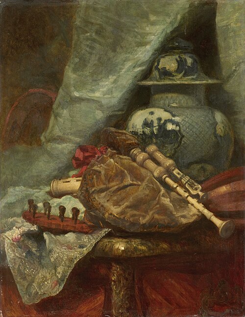 Still Life with Bagpipes, 1850, Adolphe Mouilleron