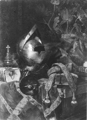 Stilleven met helm, 1858, Adolphe Mouilleron