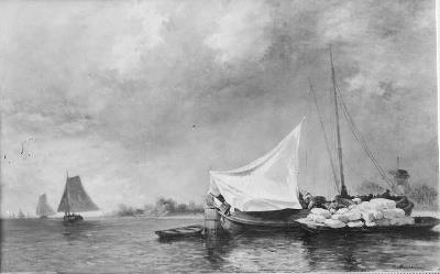 Landschap met schepen, 1876, Adolphe Mouilleron