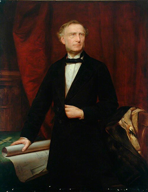 Francis Trevithick (1812–1877), London and North Western Railway, Holding a Drawing of the Locomotiv, 1855, Samuel Sidley