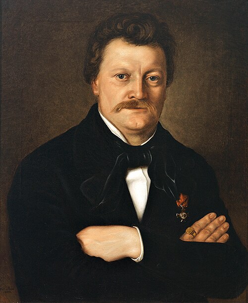 Portrait des Dr. J. Schmid aus Lauterach, Vater von Dr. Theodor Schmid in Bregenz., 1854, Anton Boch