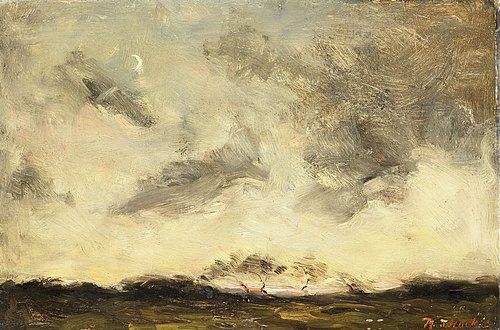 Evening sun. Flat landscape with high cloud sky., 1887, Rudolf Haak