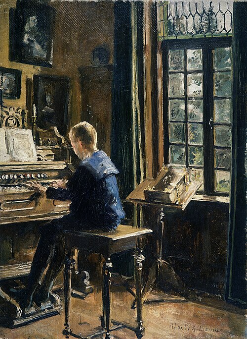 Zoontje aan het orgel., , Willem Adriaan Alexander Liern