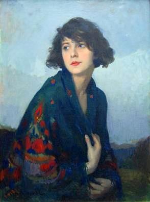 Femme au châle vert, 1927, Cyprien Eugène Boulet