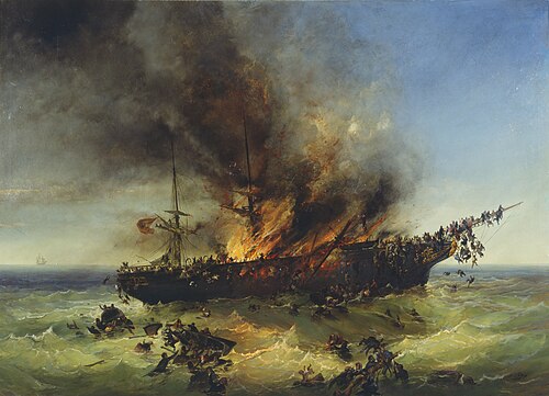 Sinking of the emigrant ship Austria on 13th September 1858, 1858, Josef Püttner
