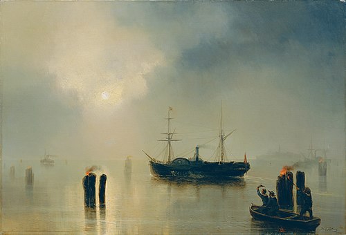 Nachtfahrt in der Lagune, 1857, Josef Püttner