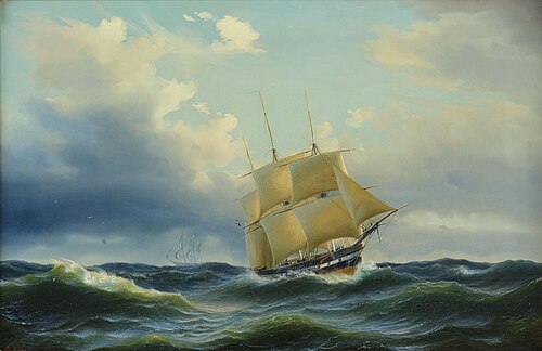 Segelfartyg till havs, 1851, Arnold Abraham Plagemann