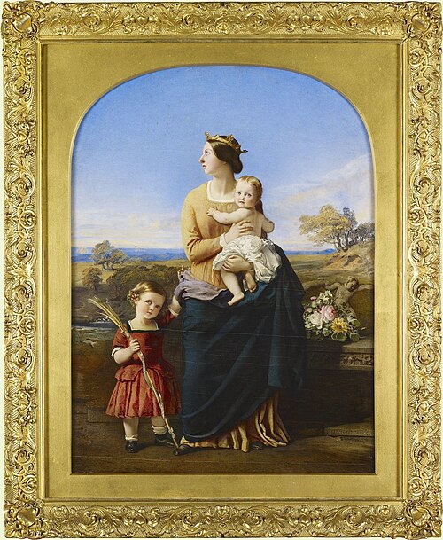 Queen Victoria (1819-1901) with Prince Alfred (1844-1900) and Princess Helena (1846-1923), 1847, Robert Thorburn