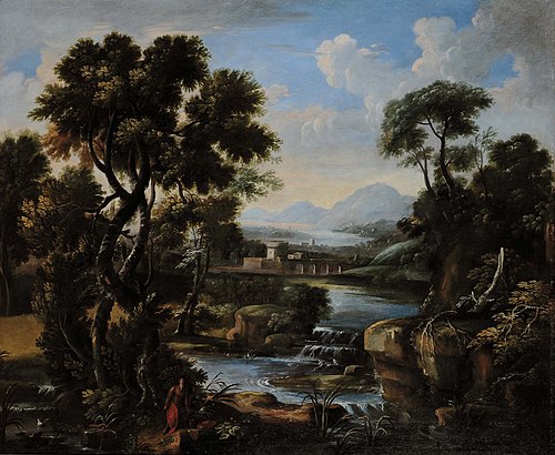 Landscape in Lazio with Hermit, 1682, Crescenzio Onofri