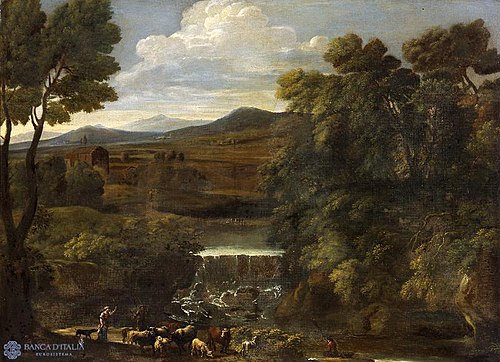 Landscape with shepherds and herds, 1691, Crescenzio Onofri