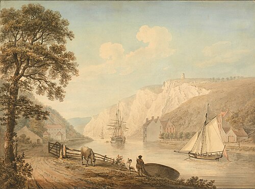 The River Avon: with Passing Vessels, 1785, Nicholas Pocock