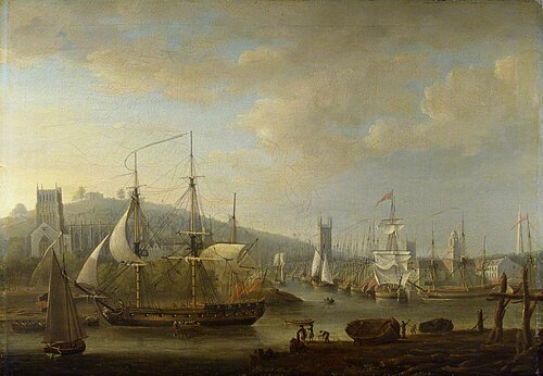 View of Bristol Harbour with the Cathedral and the Quay, 1785, Nicholas Pocock