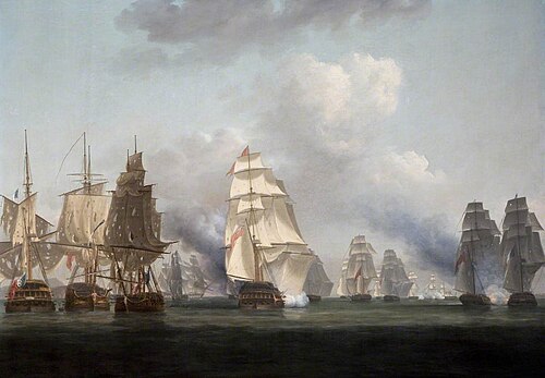 'Attack of the French Squadron under Monsr. Bompart Chef d'Escadre, upon the Coast of Ireland, by a , 1799, Nicholas Pocock
