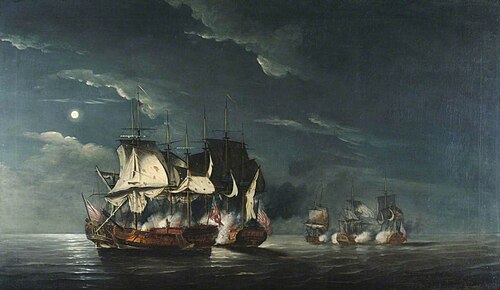 The Battle of Flamborough Head, 1779, , Nicholas Pocock