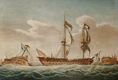 The 'Brunswick' and the Sinking 'Vengeur' after the Battle of the Glorious First of June, 1794, , Nicholas Pocock