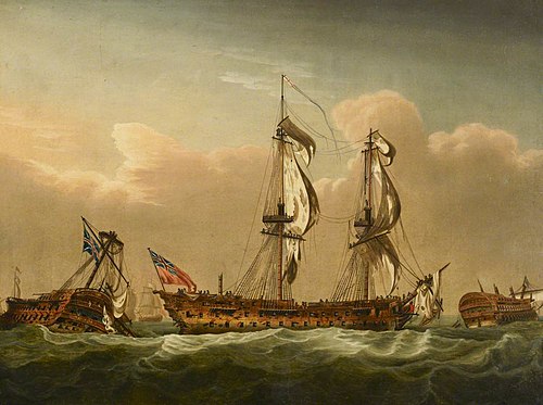 HMS Brunswick after the battle of the First of June, 1794, 1795, Nicholas Pocock