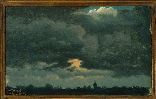Stormy Sky over Landscape with Distant Church, 1838, Jean-Michel Cels