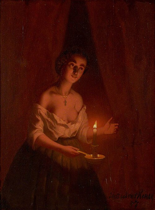 Young Lady in Candlelight, 1857, Johan Mengels Culverhouse