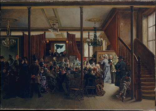 Auction Sale in Clinton Hall, New York, 1876, 1876, Ignacio León y Escosura