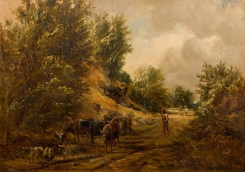 A Man Driving Cattle and Sheep, 1866, Alfred Vickers