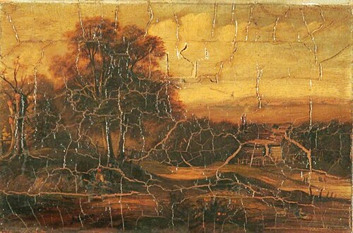 Farmhouse and Figure in a Wooded Landscape, , Alfred Vickers