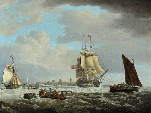 A two-decker leaving Portsmouth, , George Webster