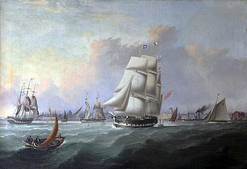 The Port of Liverpool: In the Foreground the Ship 'John Campbell', Owner Isaac Bold, , Joseph Heard