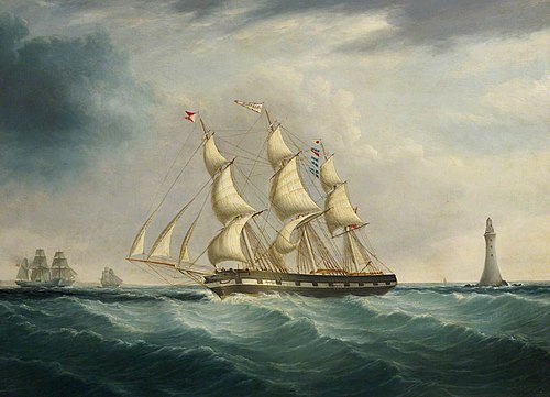 Allerton (1822) passing the Eddystone Lighthouse, , Joseph Heard