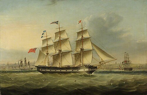 The ship Sir Walter Scott arriving in New York, 1832, 1836, Joseph Heard