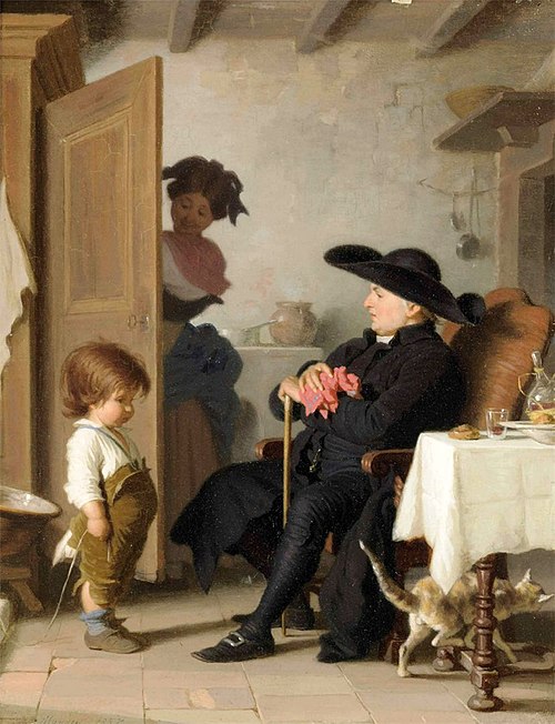 La visite du curé, 1859, Jacques Alfred van Muyden