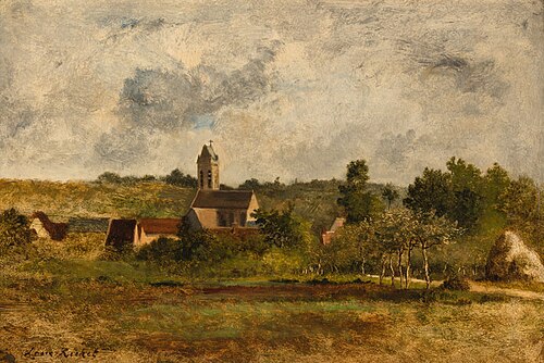 Village with a Church, , Léon Richet