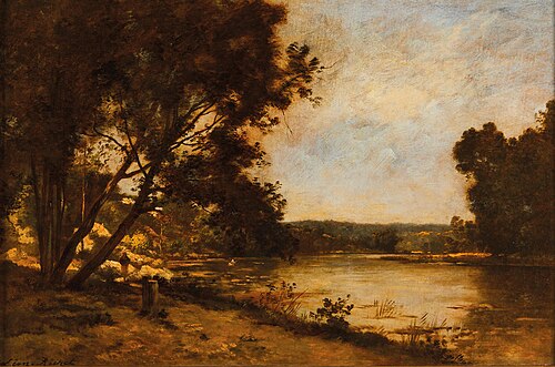 A promenade by the river, , Léon Richet