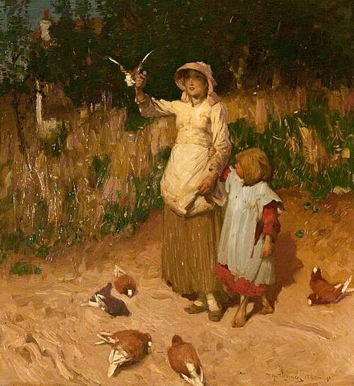Feeding the Pigeons, 1887, Thomas Austen Brown