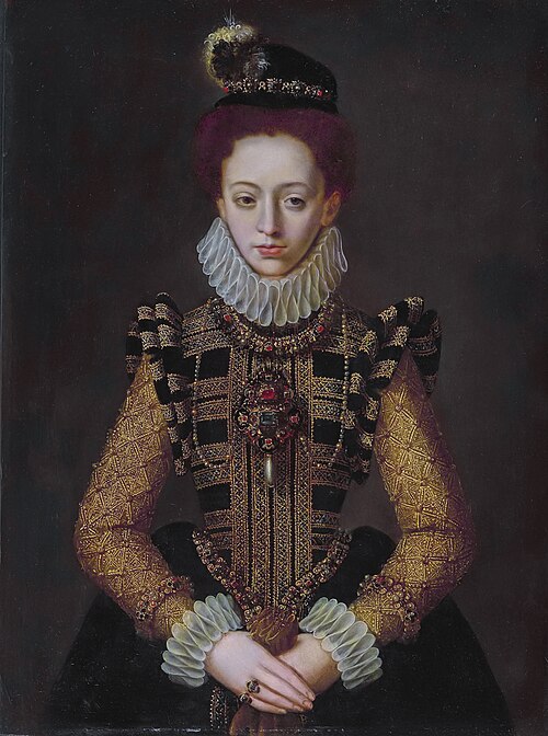 Portrait de Sibylle de Clèves-Juliers-Berg, margravine de Burgau (1557-1628), 1576, Master of Ac Monogram